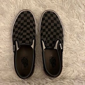 Black Checker Slip On Vans